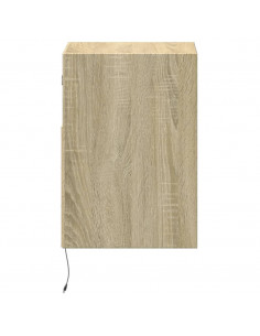 Comodino a Parete con luci LED Rovere Sonoma 2