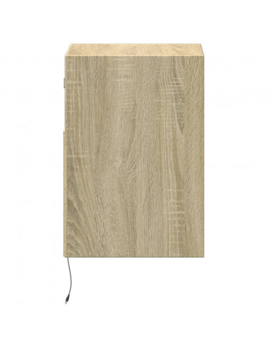 Comodino a Parete con luci LED Rovere Sonoma