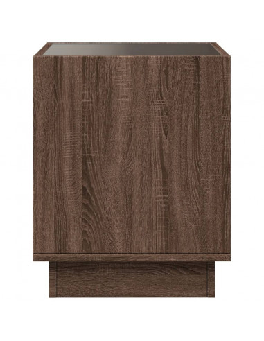 Comodino con LED Infinity Rovere Marrone 50x50x50 cm