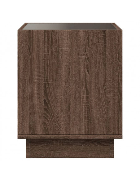 Comodino con LED Infinity Rovere Marrone 50x50x50 cm