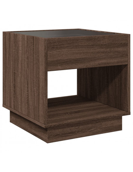 Comodino con LED Infinity Rovere Marrone 50x50x50 cm