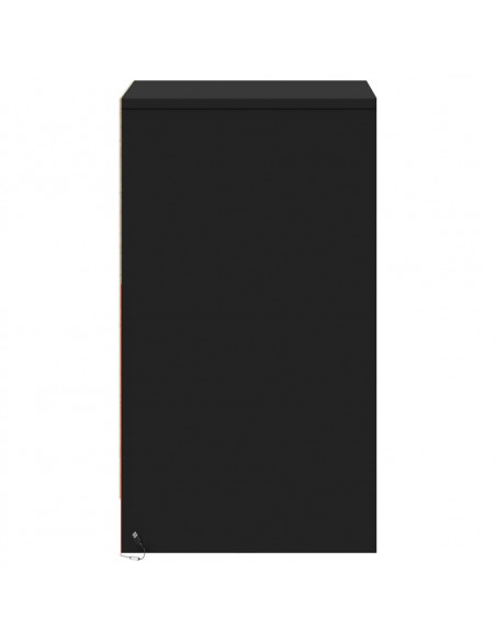 Comodino con Luci LED Nero in Legno Multistrato
