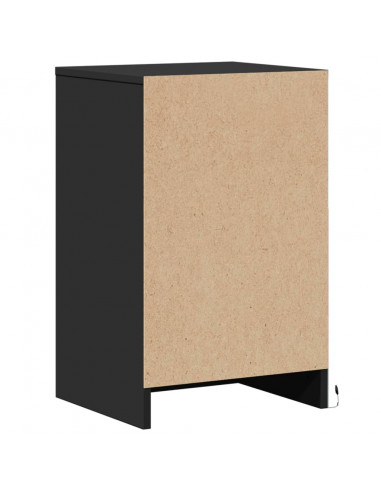 Comodino con Luci LED Nero in Legno Multistrato