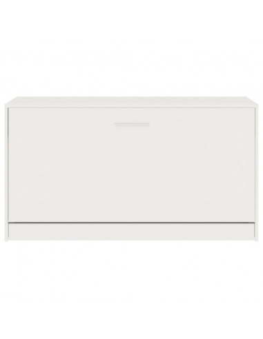 Panca Porta Scarpe Bianco Lucido 80x24x45 cm Legno Multistrato