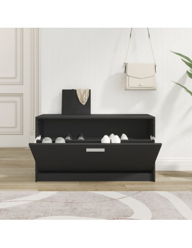 Scarpiera Nera 80x24x45 cm in Legno Multistrato
