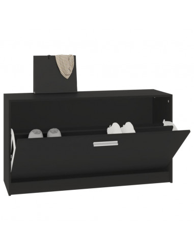 Scarpiera Nera 80x24x45 cm in Legno Multistrato