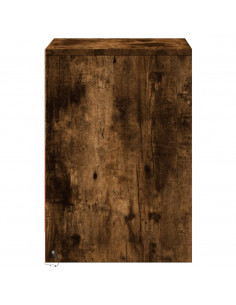 Comodino con Luci LED Rovere Fumo in Legno Multistrato 2