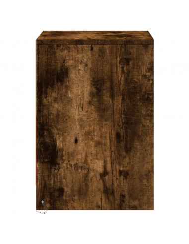 Comodino con Luci LED Rovere Fumo in Legno Multistrato
