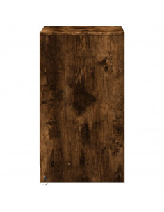 Comodino con Luci LED Rovere Fumo in Legno Multistrato 2