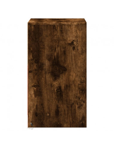 Comodino con Luci LED Rovere Fumo in Legno Multistrato