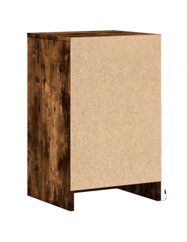 Comodino con Luci LED Rovere Fumo in Legno Multistrato