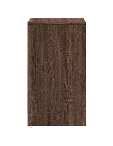 Comodino con Luci LED Rovere Marrone in Legno Multistrato