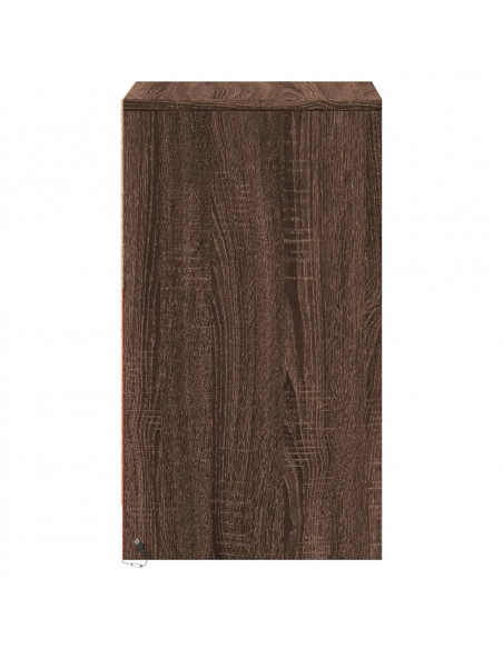 Comodino con Luci LED Rovere Marrone in Legno Multistrato