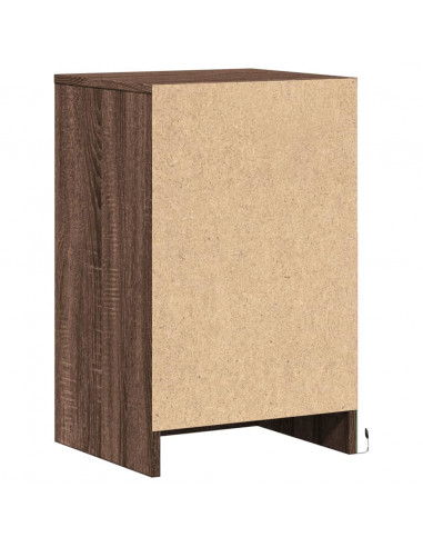Comodino con Luci LED Rovere Marrone in Legno Multistrato