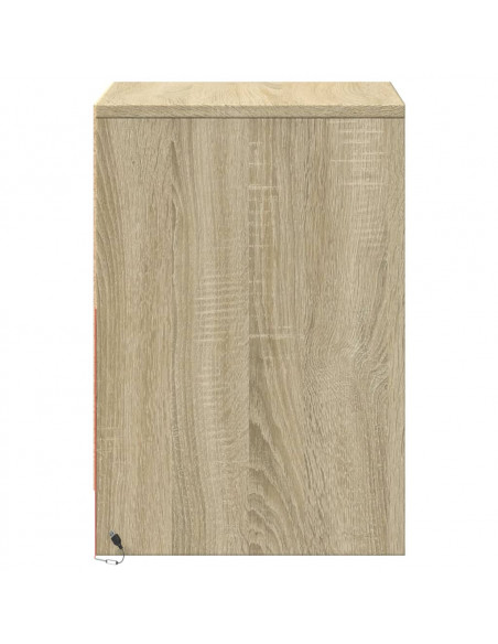 Comodino con Luci LED Rovere Sonoma in Legno Multistrato