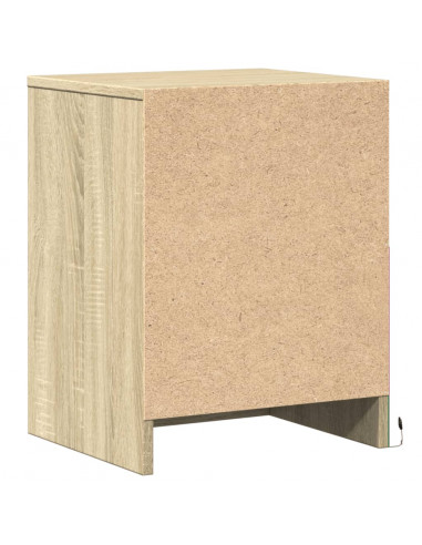 Comodino con Luci LED Rovere Sonoma in Legno Multistrato