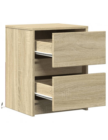 Comodino con Luci LED Rovere Sonoma in Legno Multistrato
