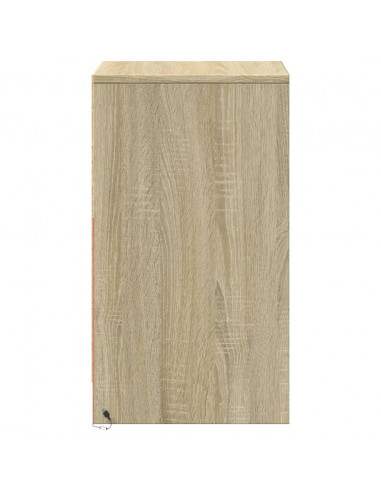 Comodino con Luci LED Rovere Sonoma in Legno Multistrato