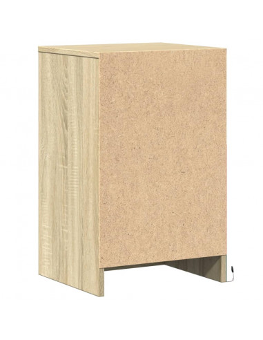 Comodino con Luci LED Rovere Sonoma in Legno Multistrato