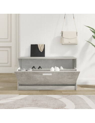 Scarpiera Grigio Cemento 80x24x45 cm in Legno Multistrato