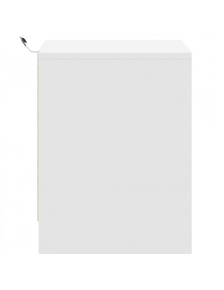 Comodino con Luci LED Bianco in Legno Multistrato