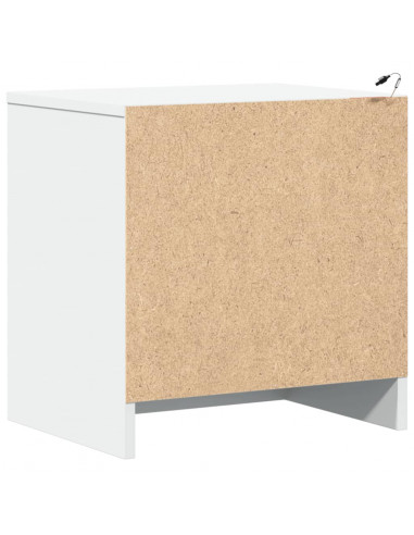 Comodino con Luci LED Bianco in Legno Multistrato
