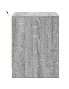 Comodino con Luci LED Grigio Sonoma in Legno Multistrato 2