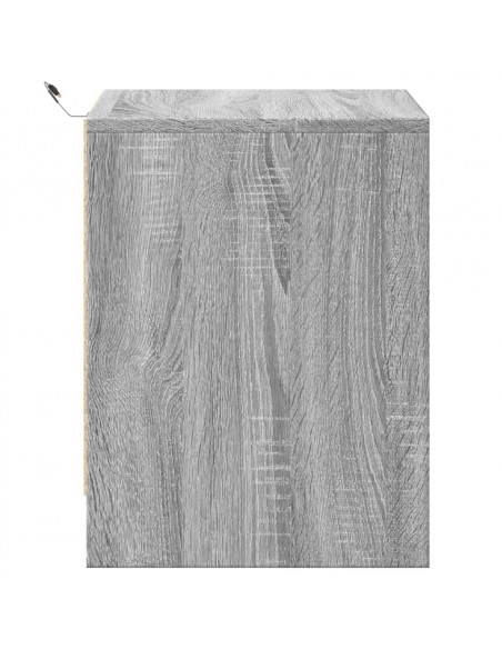Comodino con Luci LED Grigio Sonoma in Legno Multistrato