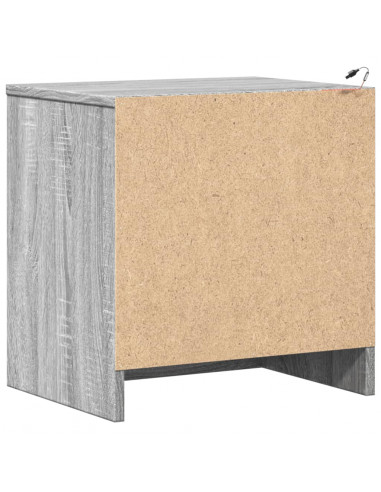 Comodino con Luci LED Grigio Sonoma in Legno Multistrato