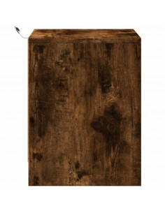 Comodino con Luci LED Rovere Fumo in Legno Multistrato 2