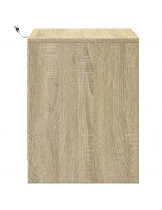 Comodino con Luci LED Rovere Sonoma in Legno Multistrato 2