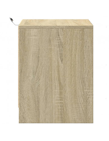 Comodino con Luci LED Rovere Sonoma in Legno Multistrato
