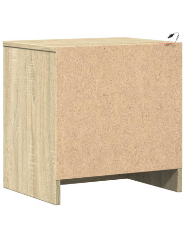 Comodino con Luci LED Rovere Sonoma in Legno Multistrato