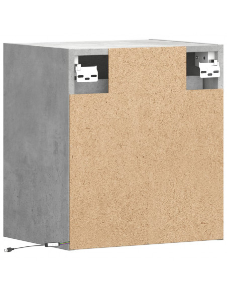 Comodini a Parete con Luci LED 2 pz Grigio Cemento
