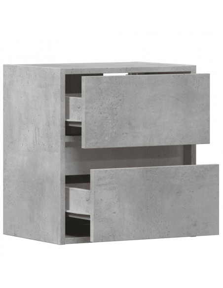 Comodini a Parete con Luci LED 2 pz Grigio Cemento