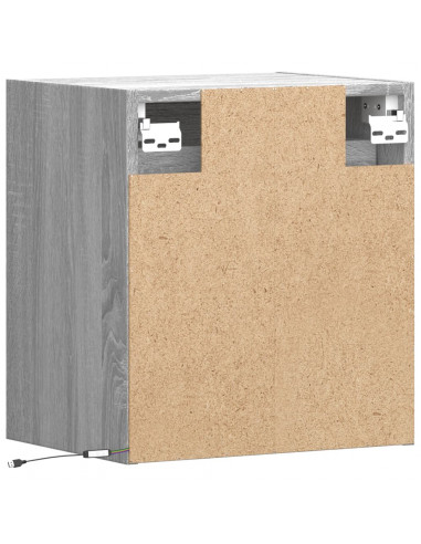 Comodini a Parete con luci LED 2 pz Grigio Sonoma