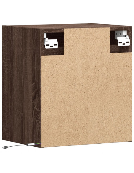 Comodini a Parete con luci LED 2 pz Rovere Marrone