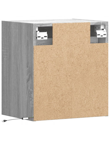 Comodino a Parete con luci LED Grigio Sonoma