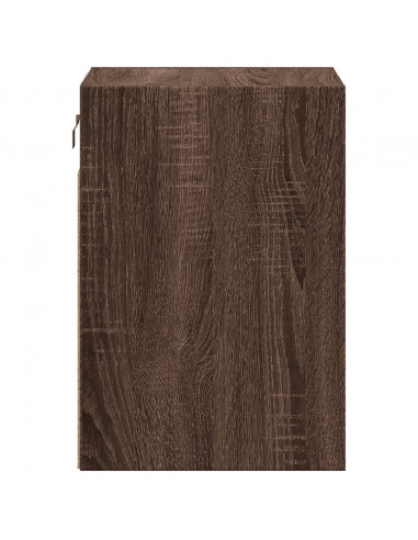 Comodino a Parete con luci LED Rovere Marrone