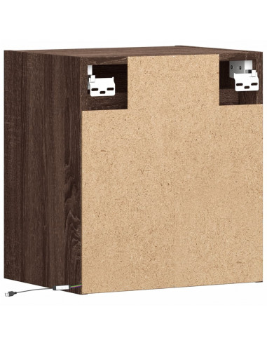 Comodino a Parete con luci LED Rovere Marrone