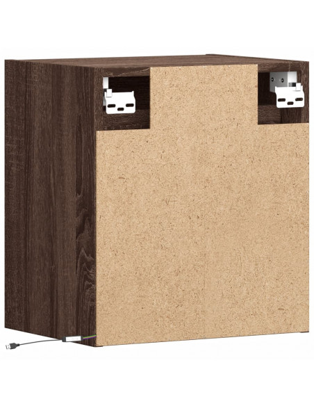 Comodino a Parete con luci LED Rovere Marrone