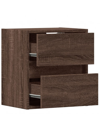 Comodino a Parete con luci LED Rovere Marrone