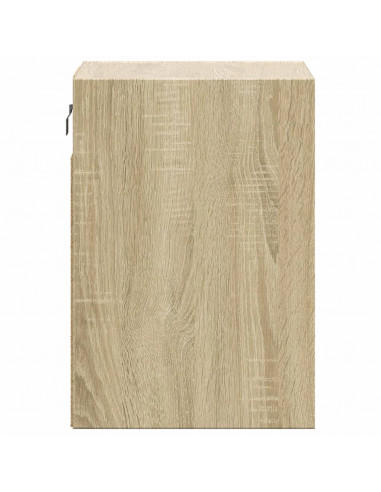 Comodino a Parete con luci LED Rovere Sonoma