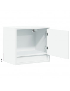 Comodini a Parete con Luci LED 2 pz Bianchi 2