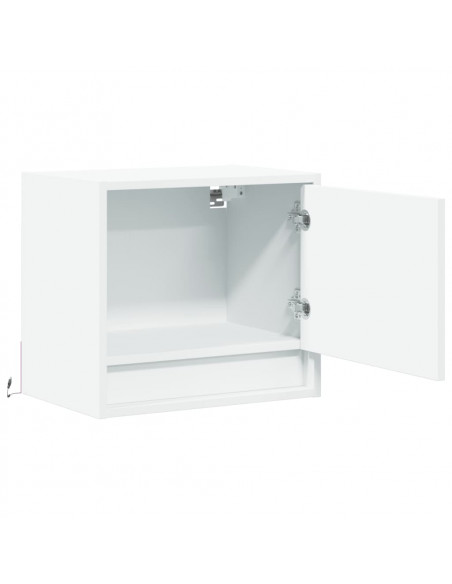 Comodini a Parete con Luci LED 2 pz Bianchi