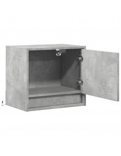 Comodini a Parete con Luci LED 2 pz Grigio Cemento 2