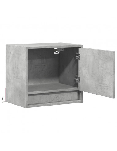 Comodini a Parete con Luci LED 2 pz Grigio Cemento