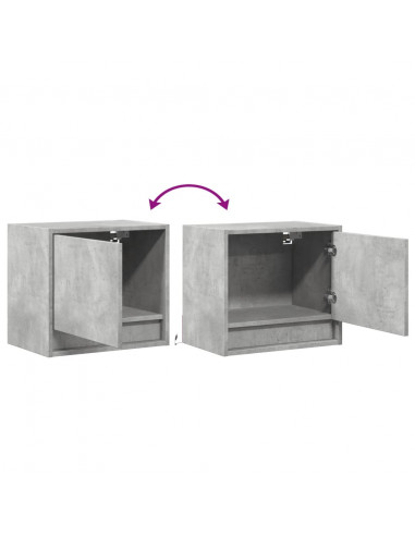 Comodini a Parete con Luci LED 2 pz Grigio Cemento