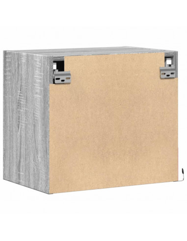 Comodini a Parete con luci LED 2 pz Grigio Sonoma