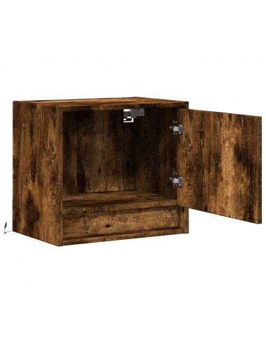 Comodini a Parete con luci LED 2 pz Rovere Fumo